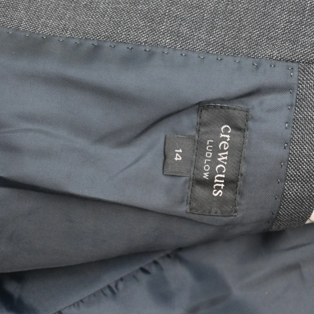 JCrew Crewcuts 14 16 Gray Ludlow Tollegno 1900 Wool J3541 Boys Jacket Pants Suit